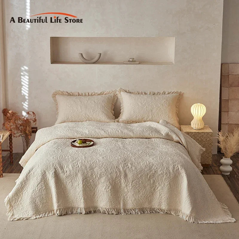 DecorBites™ Cotton Quilted Bedspread Set with Pillowcase - Versatile & Summer-Ready