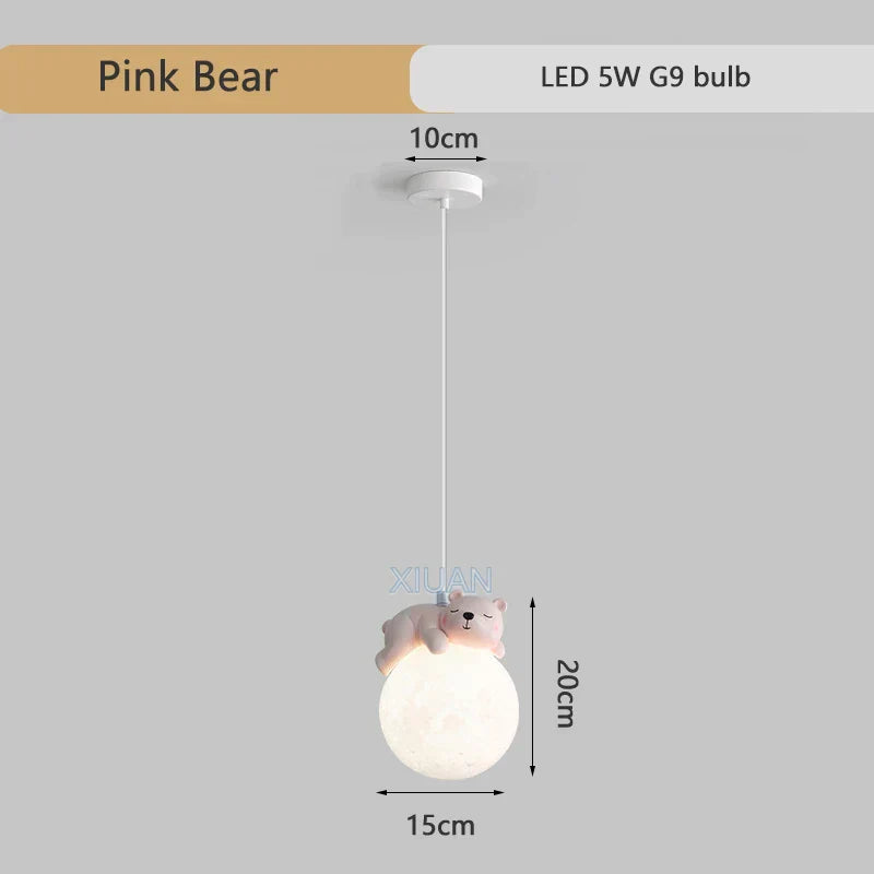 DecorBites™ Animal Resin Pendant Lamps: Bear Rabbit Dog Sheep Bunny Chandelier for Children's Room