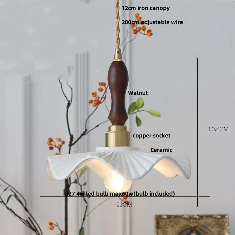 DecorBites™ LED Pendant Lamp Modern Style Home Lighting Living Room Study Bar White Flower Ceramic