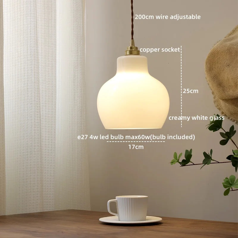 DecorBites™ Amber Glass LED Pendant Light - Nordic Modern Copper Suspension Luminaire for Home