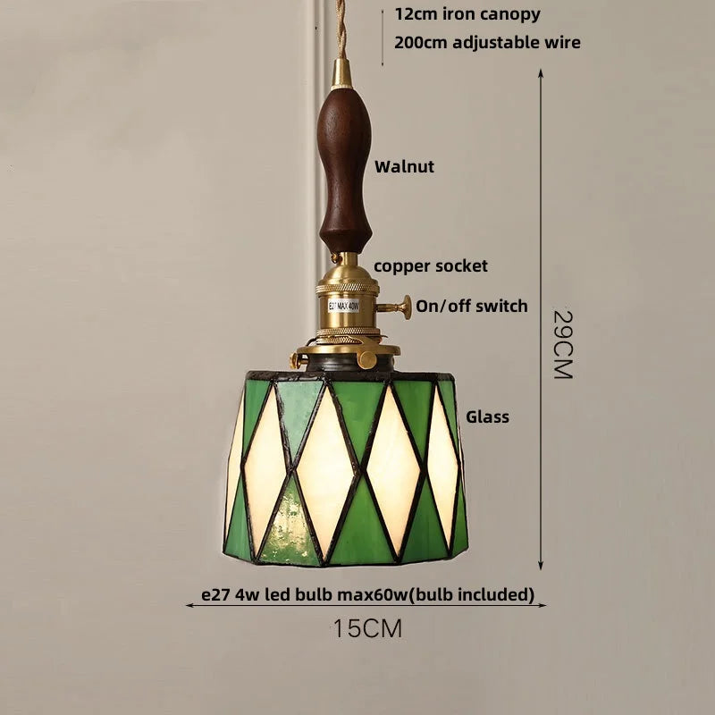 DecorBites™ Ceramic Knob Switch LED Pendant Lamp, Nordic Walnut Wood Hanging Light Fixtures for Living Room