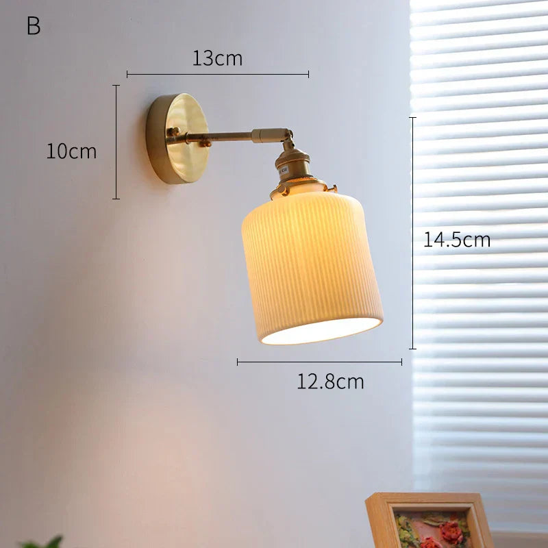 DecorBites™ Ceramic LED Wall Lights Fixture with Copper Arm for Bedroom Living Room