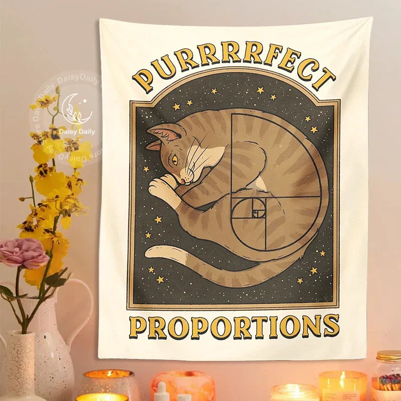 DecorBites™ Cute Cat Tapestry Wall Hanging for Purrfect Proportions & Boho Decor