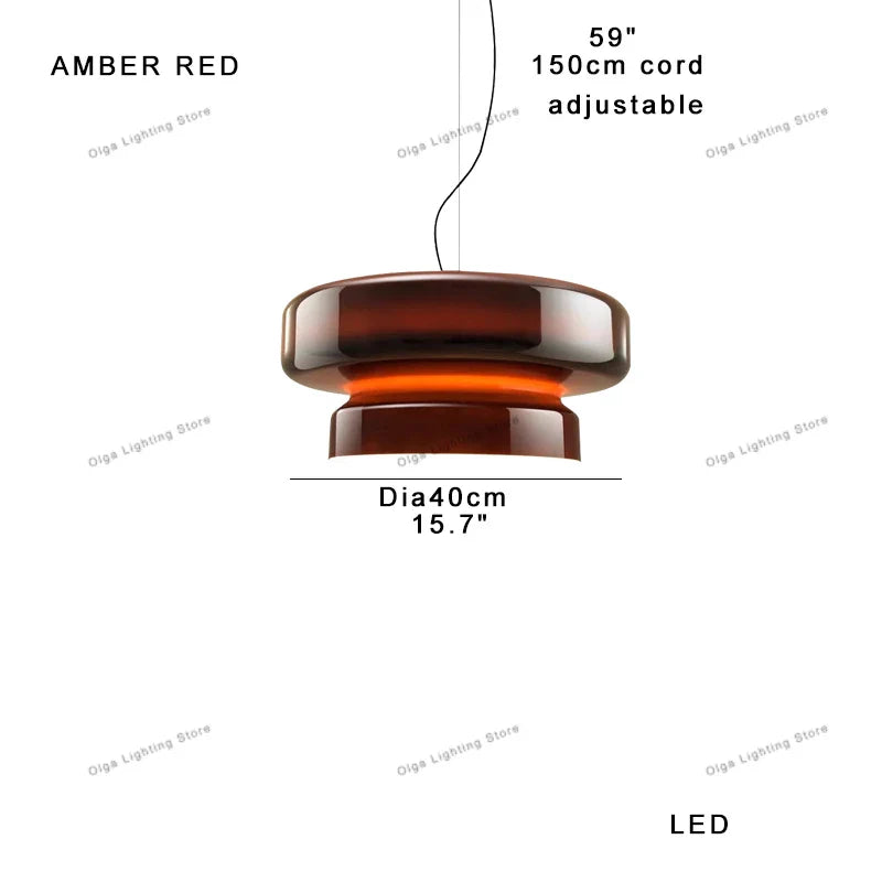 DecorBites™ Amber Glass Ceiling Pendant Lights for Kitchen Island Dining Table Decoration