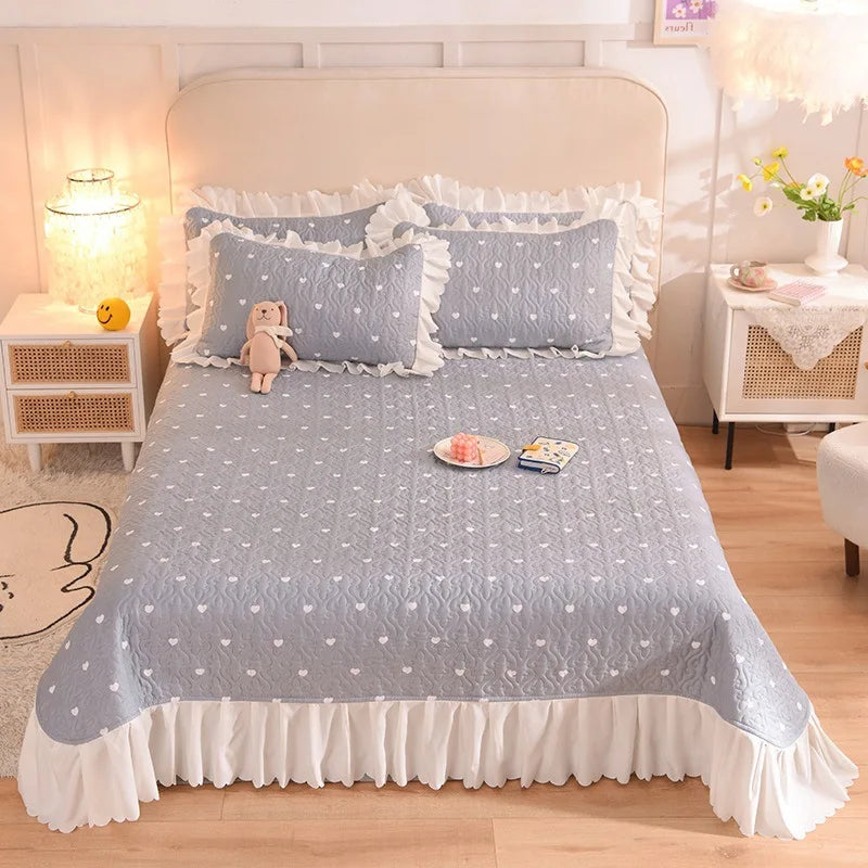 DecorBites™ Chiffon Quilted Bed Spread Set - Queen Size Cotton Bedspread Cover