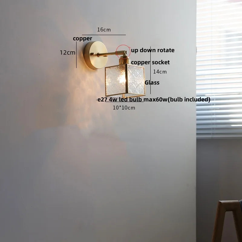 DecorBites™ Crown Glass LED Wall Lights Brass Switch Stair Fixtures