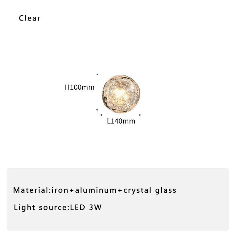 DecorBites™ Blue Crystal Glass Wall Lamp Luxury Light Fixture Bedside Aisle Glass Lamp
