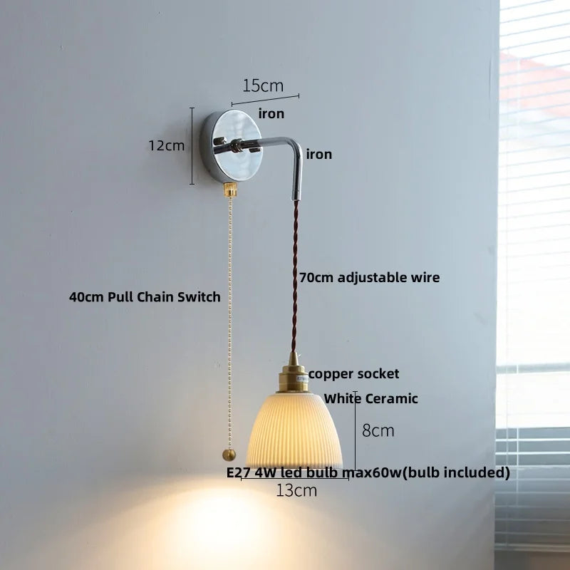 DecorBites™ Ceramic LED Wall Light with Pull Chain Switch - Nordic Design