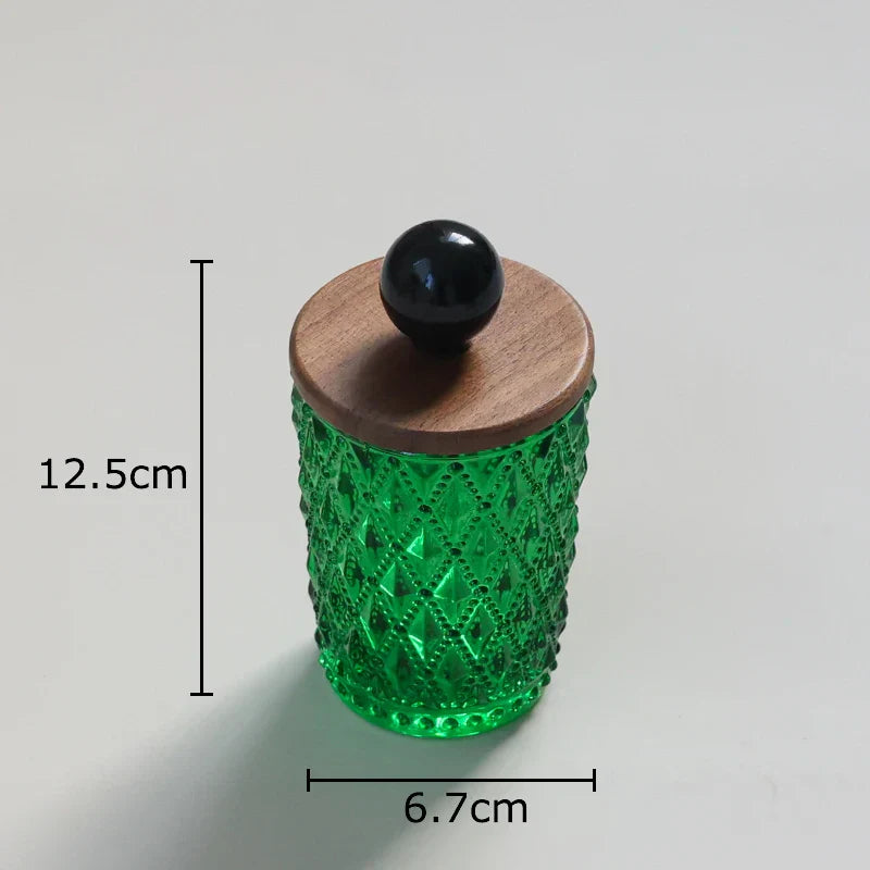 DecorBites™ Ceramic Ball Storage Jar with Walnut Lid for Jewelry and Accessories