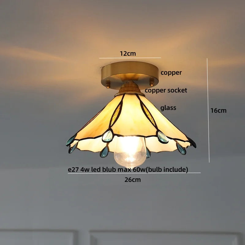 DecorBites™ Blue Flower Glass LED Ceiling Light | Nordic Modern Flush Mount Lamp