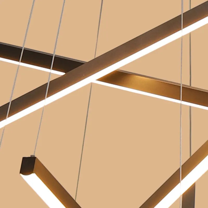DecorBites™ Black Stair LED Chandelier: Modern Long Line Ceiling Pendant Light for Hall Living Room