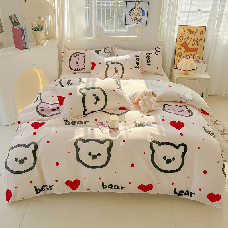 DecorBites™ Cartoon Printed Bedding Sets - Soft Quilt Cover Kit for All Seasons