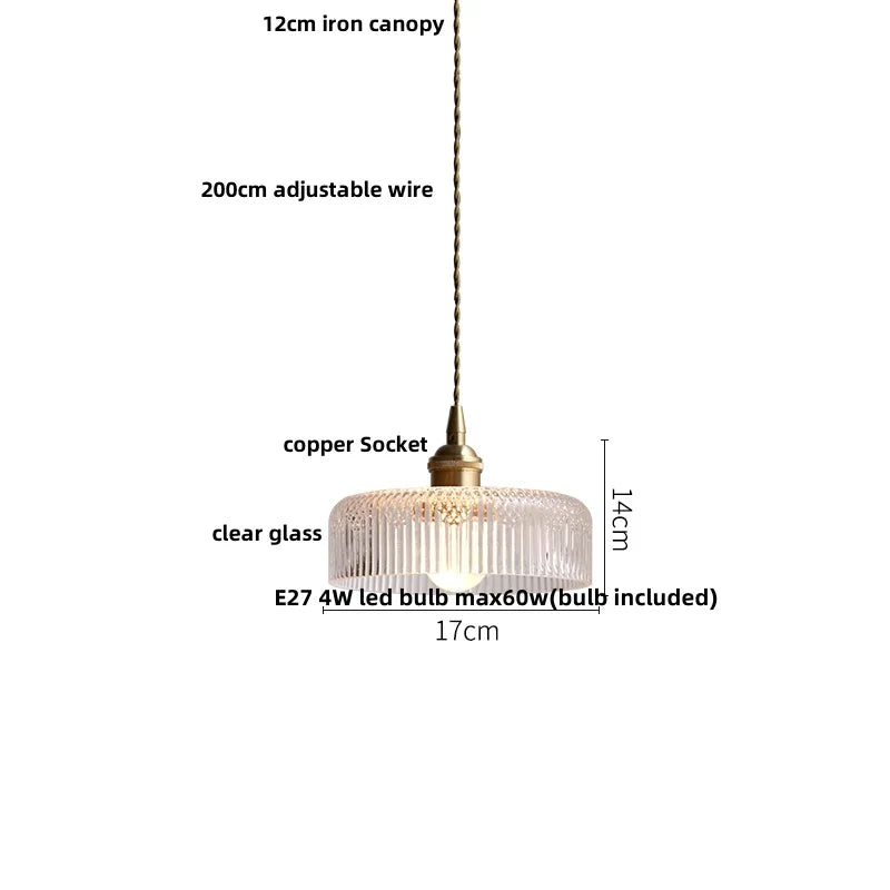 DecorBites™ Copper Canopy LED Pendant Light Fixture Green Glass Hanging Lamp