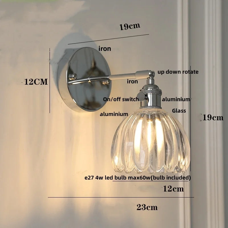 DecorBites™ Clear Glass LED Wall Lamp, Up Down Rotate, Dining Aisle Bar Light
