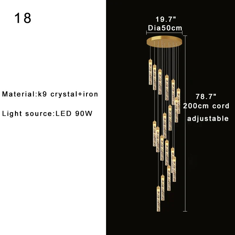 DecorBites™ Crystal Chandelier for Two-storey Foyer & Circular Stairwell