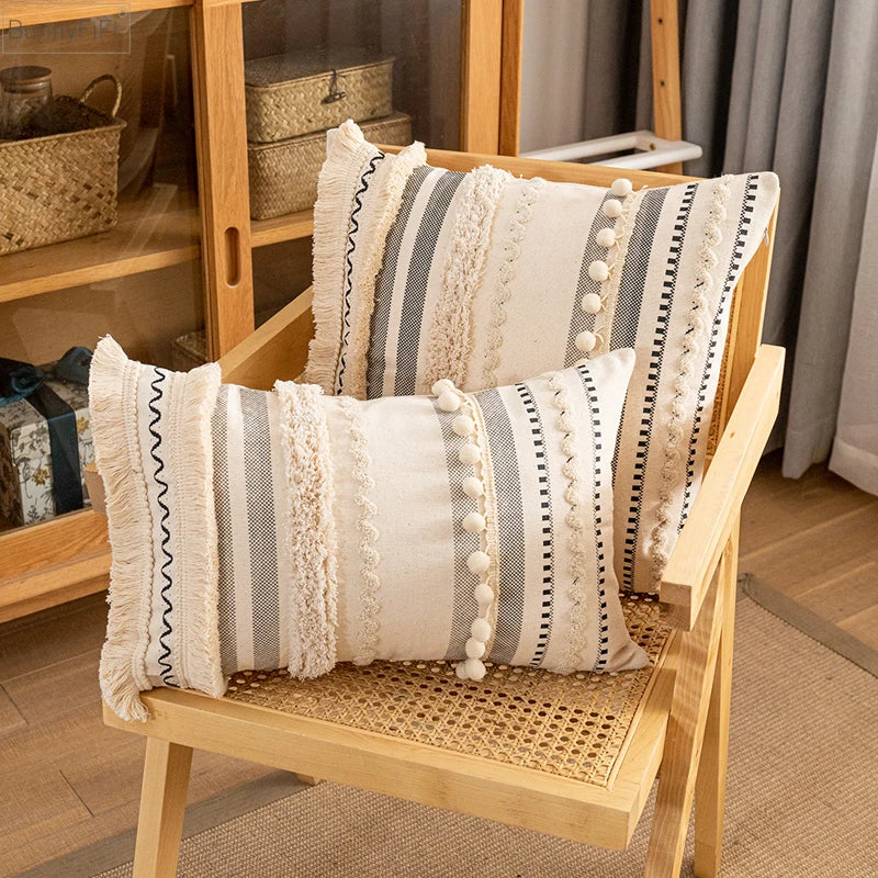 DecorBites™ Bohemian Beige Cushion Cover for Home Decor Sofa Bed 30x50cm/45x45cm