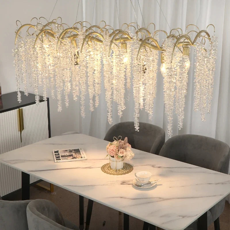 DecorBites™ Gold Glass LED Crystal Chandeliers for Luxe Dining Room Decor