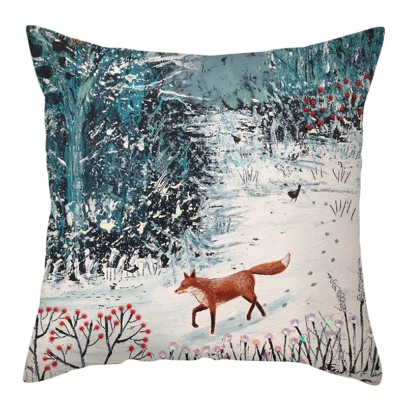 DecorBites™ Christmas Soft Plush Cushion Cover Cute Rabbit Deer Pillowcase 45x45cm