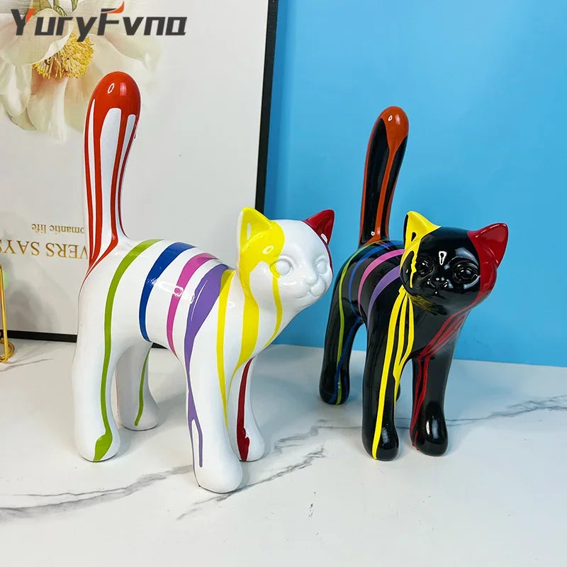 DecorBites™ Graffiti Cat Sculpture Desk Storage Statue Abstract Art Ornament Display