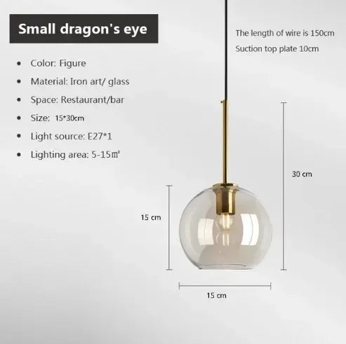 DecorBites™ Industrial Glass Pendant Light for Living Room Kitchen Chandeliers