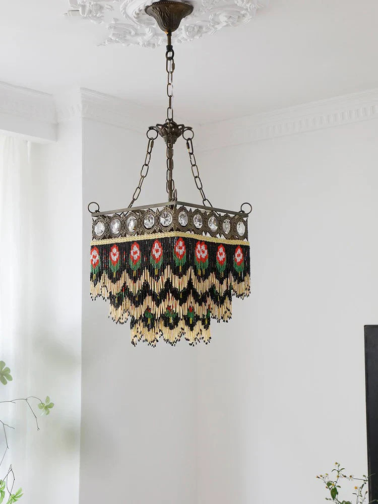 DecorBites™ Black Rose Tassel Pendant Lights, Classic Retro Lustres for Living Room