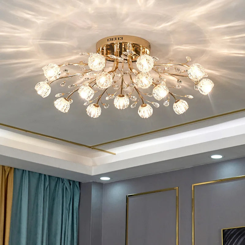 DecorBites™ Dendritic Crystal Ceiling Lamp: Nordic Luxury Glass Flower Chandelier for Bright Decor