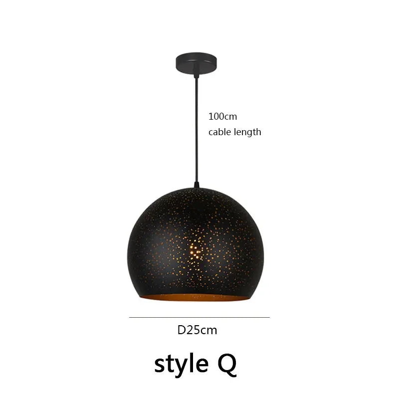 DecorBites™ Black Nordic Industrial Pendant Light Chandelier Retro Decor E27 Dining Kitchen Lamp