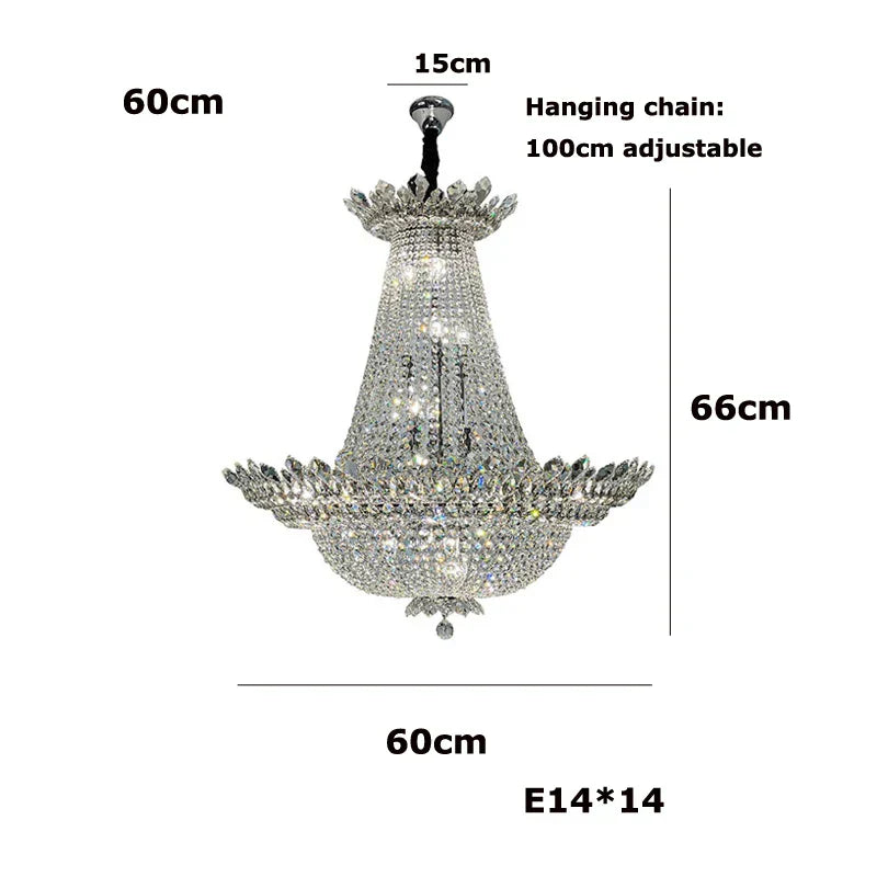 DecorBites™ K9 Crystal Chrome LED Chandelier for Trendy Living Room Lighting