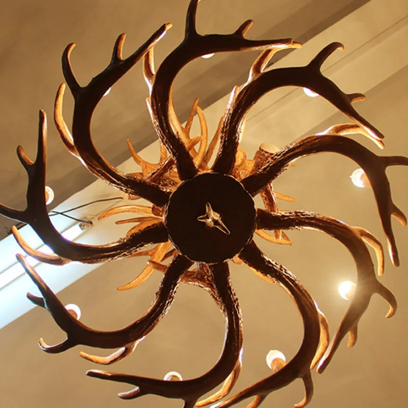 DecorBites™ Antler Pendant Chandelier for Living Room Decor - 6 Arms Deer Horn Hanging Lamp