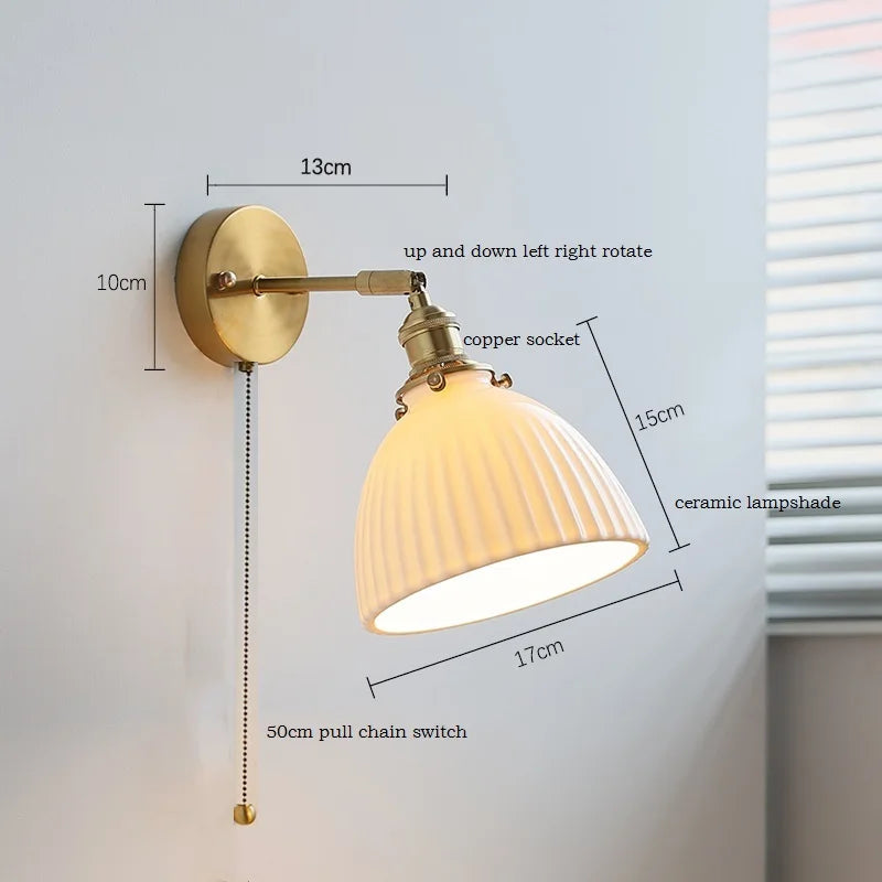DecorBites™ Ceramic Wall Sconce with Adjustable Iron Arm for Living Room Décor