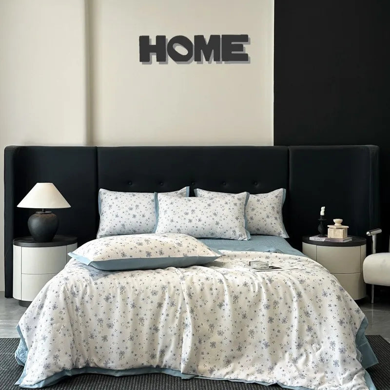 DecorBites™ Cool Silk Summer Quilt Set with Sheets & Pillowcases