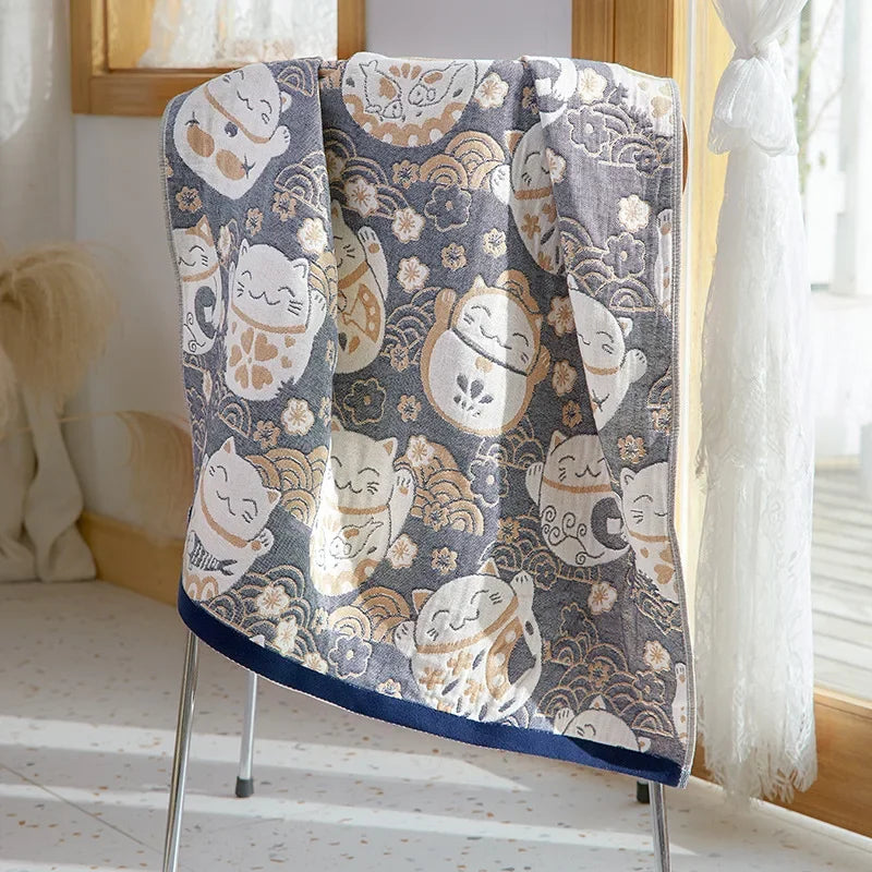 DecorBites™ Cotton Gauze Bath Towel - Large Cartoon Towel 70x140cm
