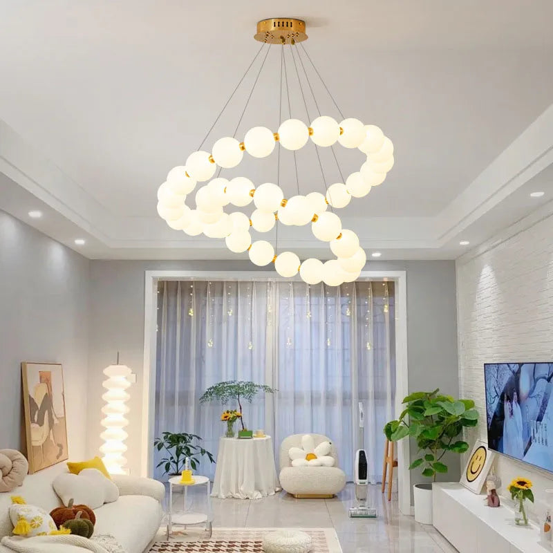 DecorBites™ Brass LED Pendant Light Dimmable Acrylic Ball Luminaire for Bedroom & Living Room