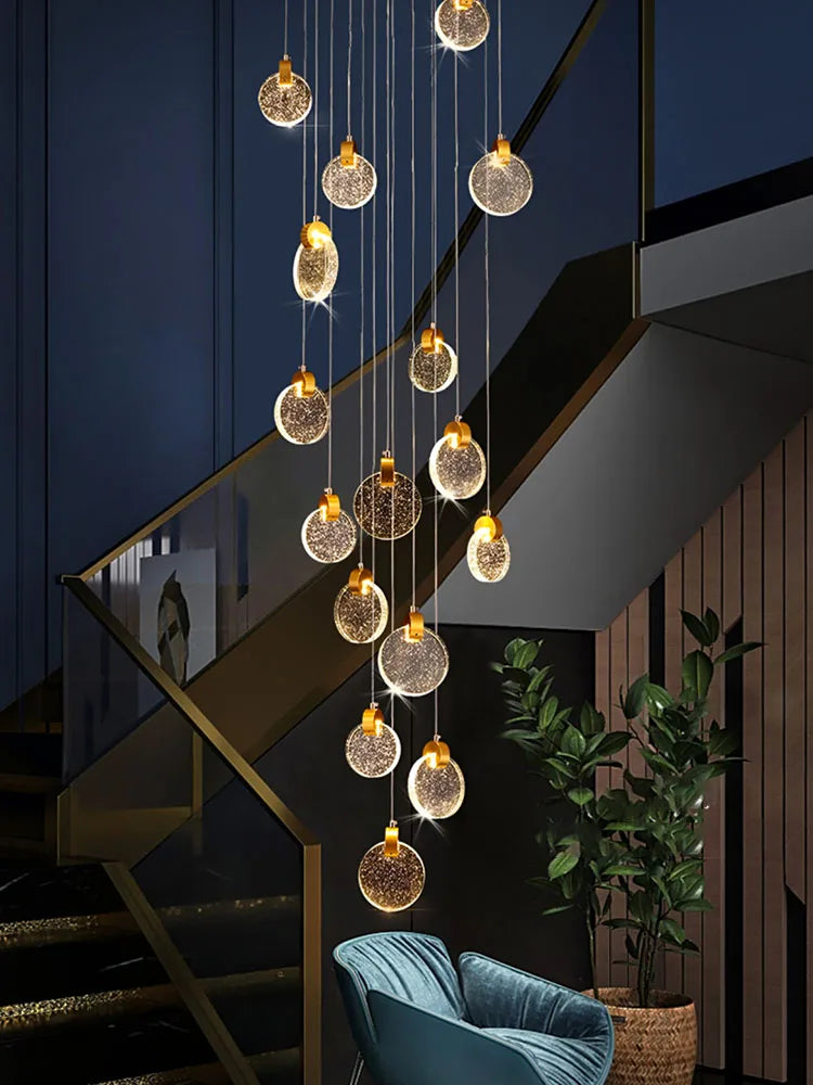 DecorBites™ Crystal Chandelier Pendant Light for Luxury Staircase