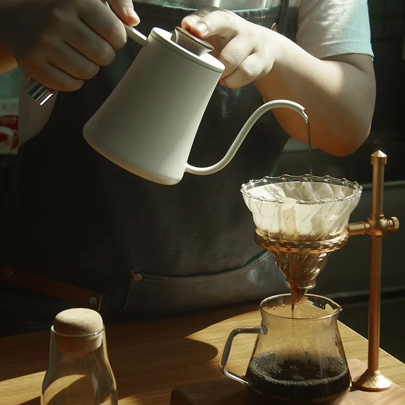 DecorBites™ Gooseneck Pour Over Kettle with Wooden Handle - Coffee Accessories