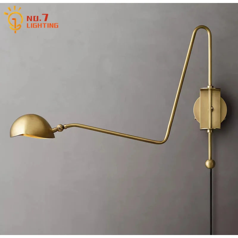 DecorBites™ Black/Gold Lustre Copper Swing Arm Wall Lamp for Modern Living Spaces