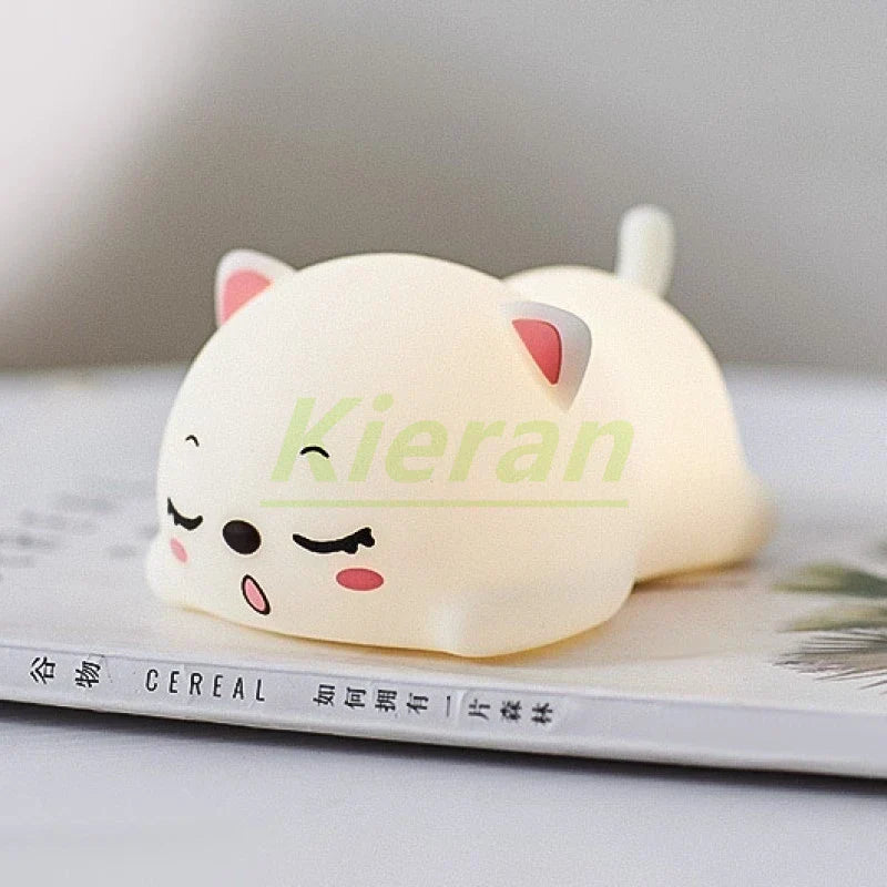 DecorBites™ Cat Silicone LED Night Light with Remote, Rechargeable, Touch Sensor