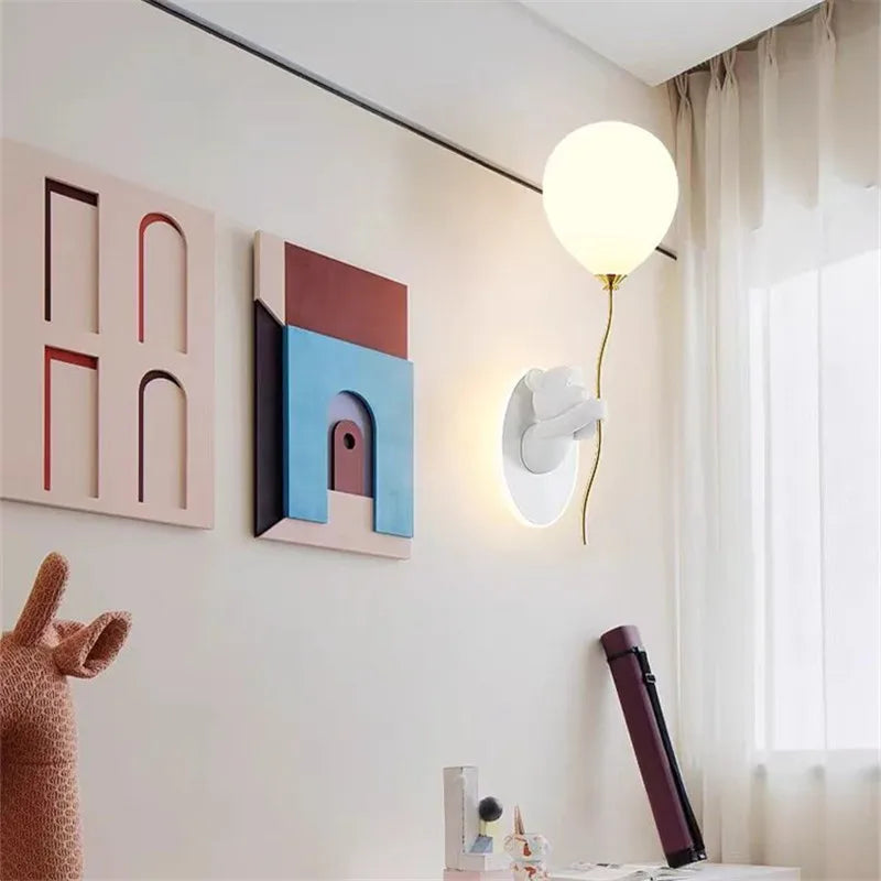 DecorBites™ Bear Balloon Wall Light: Kawaii Cartoon Lamp for Children's Room & Bedroom