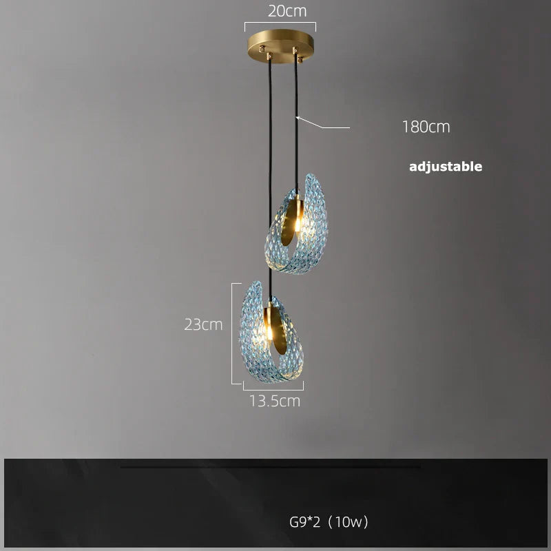 DecorBites™ Blue Queen Crystal Glass LED Ceiling Chandelier - Elegant Lighting Fixture for Living Room