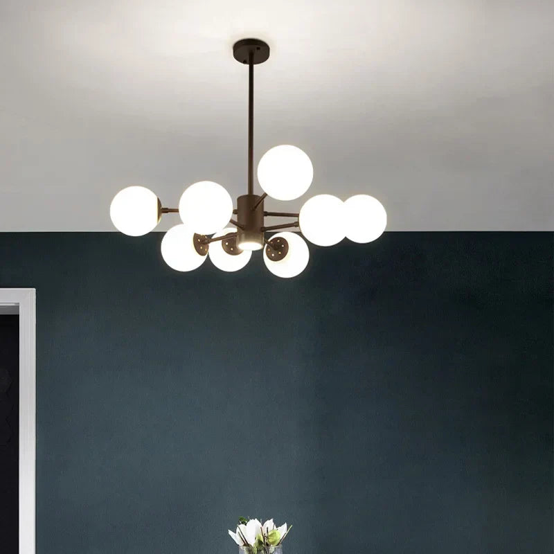 DecorBites™ Glass Ball Chandelier - Art Deco Black Pendant Lighting for Home Dining Room