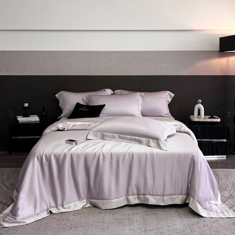 DecorBites™ 600TC Lyocell Eucalyptus Fiber Bedding Set: Duvet Cover, Bed Sheet, Pillowcases