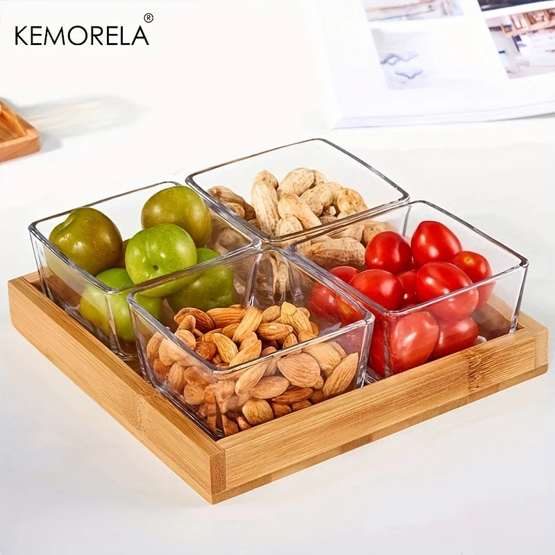 DecorBites™ Bamboo Wooden Rectangular Tea Tray | Elegant Tea Cup Stand Tray for Dining