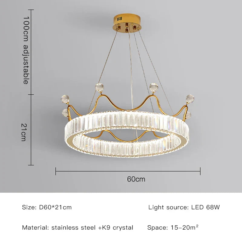 DecorBites™ Crown Petal LED Crystal Chandelier - Luxury Nordic Design for Girls' Bedroom