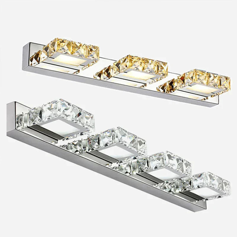 DecorBites™ Crystal LED Mirror Light: Modern Bathroom Wall Sconce Stainless Steel Lighting Fixtures