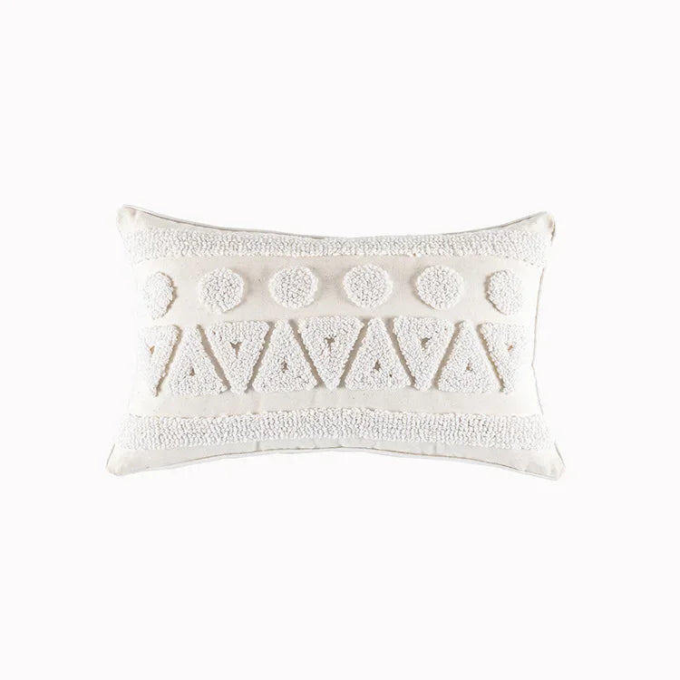 DecorBites™ Cotton Tassels White Cushion Covers 45x45/30x50cm - Square Geometry Pillowcase