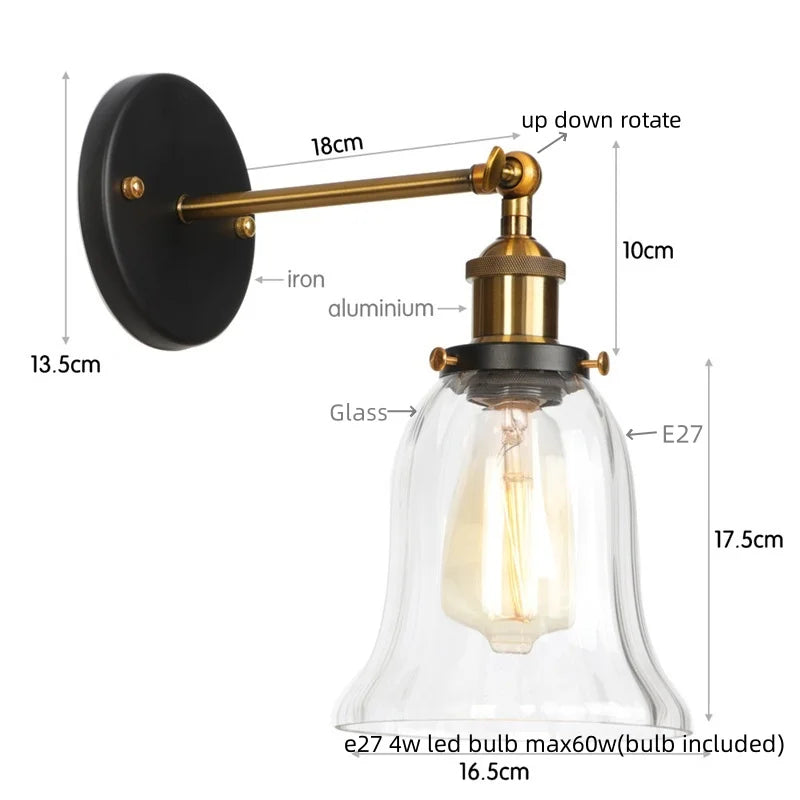 DecorBites™ LED Glass Wall Lamp Industrial Stair Light Fixture for Home Decor