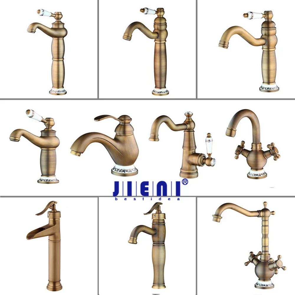 DecorBites™ Antique Brass Swivel Bathroom Faucet Mixer Tap with Single Handle