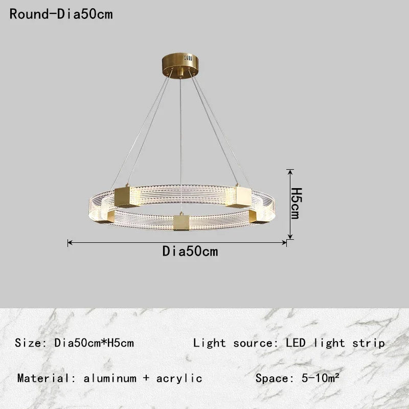 DecorBites™ LED Chandelier with Acrylic Lampshade for Living Room Dining Bedroom Lighting