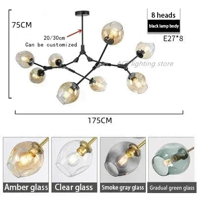 DecorBites™ Glass Bubble Branch Chandelier: Modern Hanging Ceiling Light Fixture