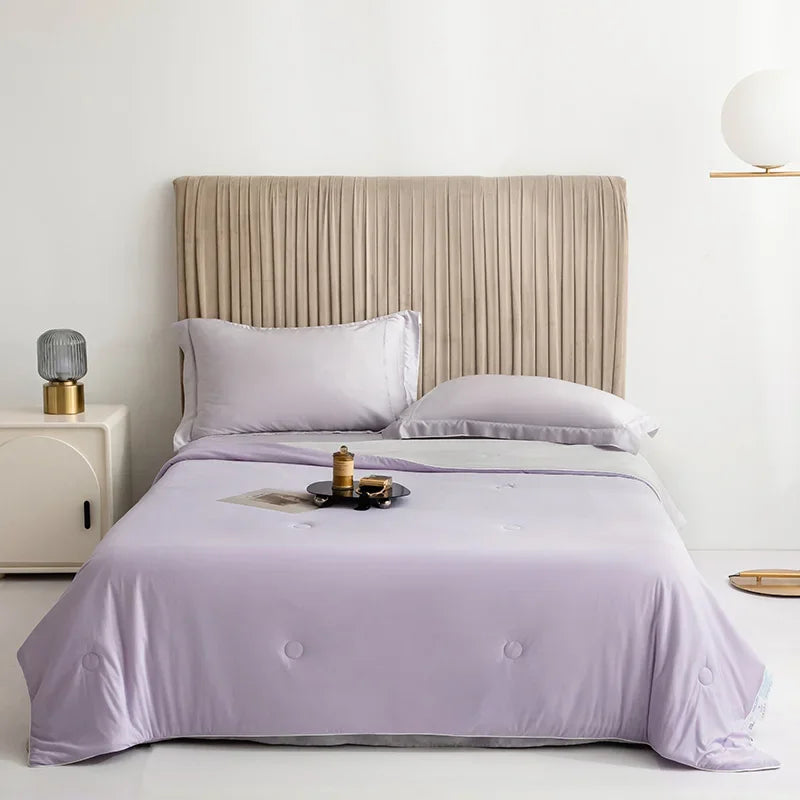 DecorBites™ Double-Sided Cooling Queen Quilt: Silky Smooth Summer Comforter